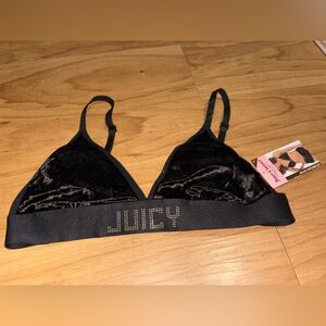 Juicy Couture Black Velvet Logo Triangle Bralette